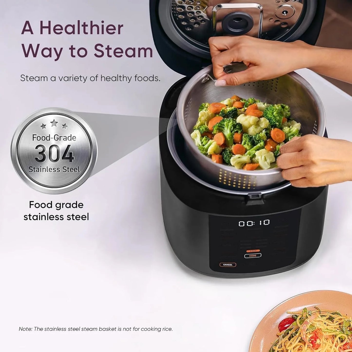 10 Cup Rice Cooker 24h Keep Warm Non-stick Ceramic Pot 18 Functions Rice Maker