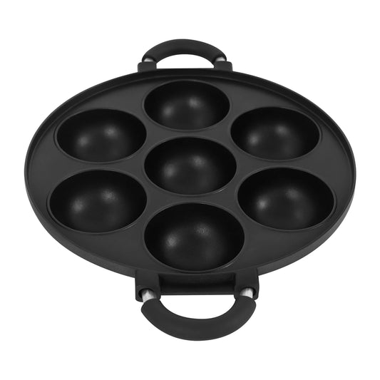 7-Hole Cake Mold Baking Pan with Handle Cake Cooking Pan Takoyaki Maker Non-stick Omelette Pan Kitchenware for Home Bakery Café