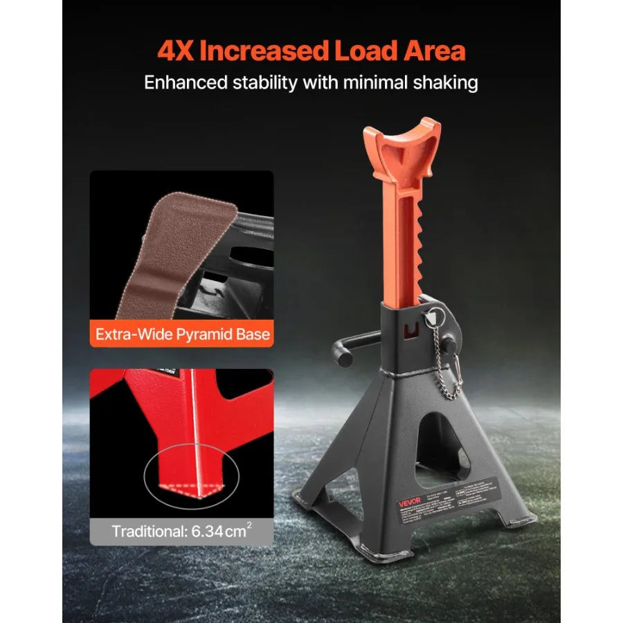 Heavy Duty Steel Jack Stands 3 Ton Capacity 6 600 lbs Adjustable Height 10.8-16.3 in Double Locking for SUV Pickup Car UTV ATV