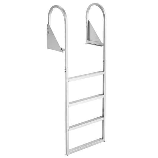 SucceBuy 4 Step Flip Up Dock Ladder Aluminum 350 Lbs