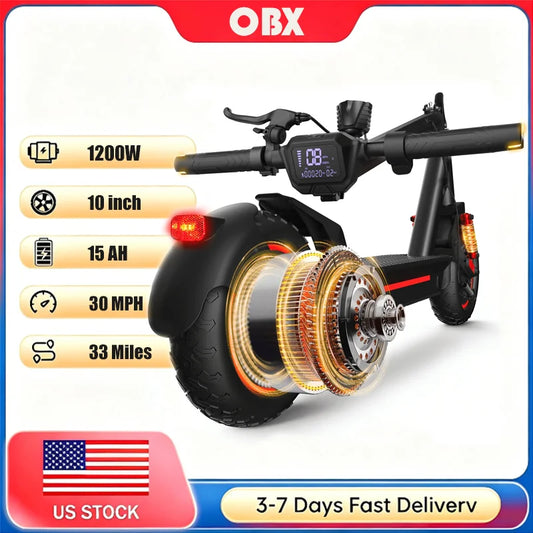 OBX 1200W Off-Road Electric Scooter 48V 30Mph Dual Suspension