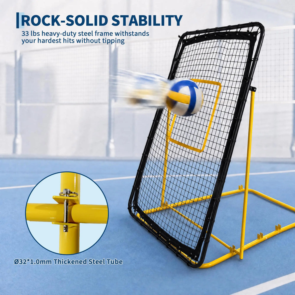 Adjustable Volleyball Rebounder Net 4x6 Ft With PU Volleyball And Stakes