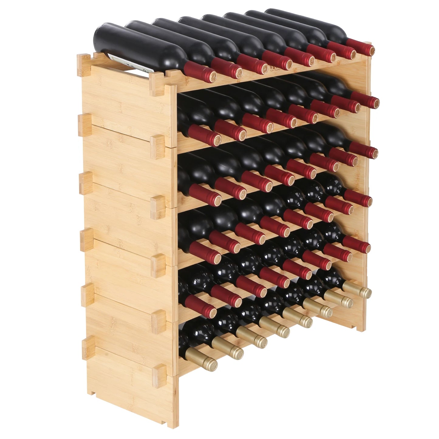 SucceBuy 8 Tier Bamboo Stackable Wine Rack