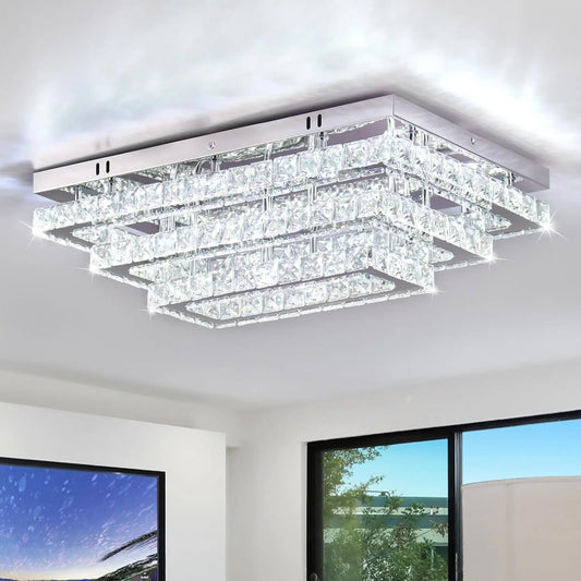 FRIXCHUR Modern Crystal LED Ceiling Light Fixture Flush Mount