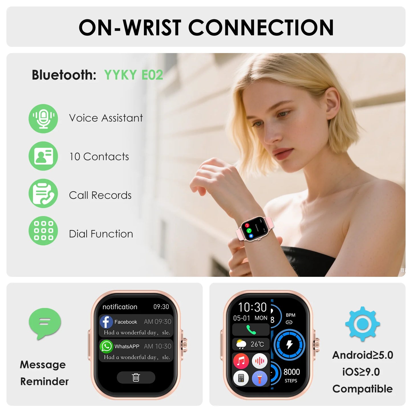 AI Health Diagnosing ECG PPG Smartwatch For Women
