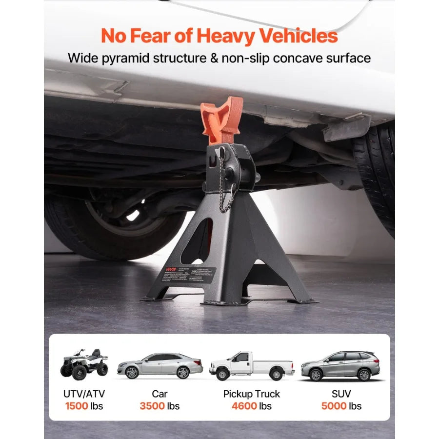 Heavy Duty Steel Jack Stands 3 Ton Capacity 6 600 lbs Adjustable Height 10.8-16.3 in Double Locking for SUV Pickup Car UTV ATV