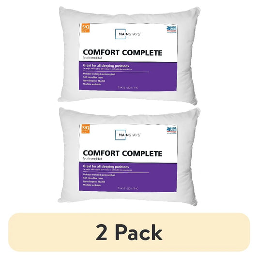 Comfort Complete Bed Pillow Standard Queen Size 2 Pack Set of Two Premium Support Pillows for Sleeping