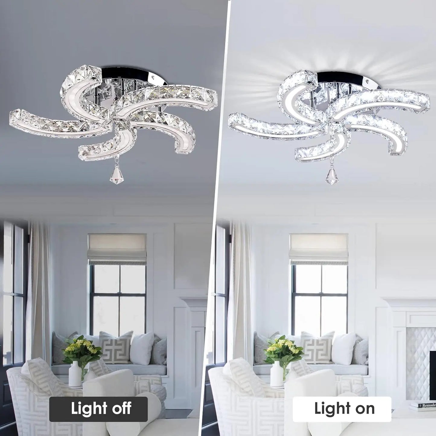 FRIXCHUR Modern Crystal Chandeliers LED Ceiling Light