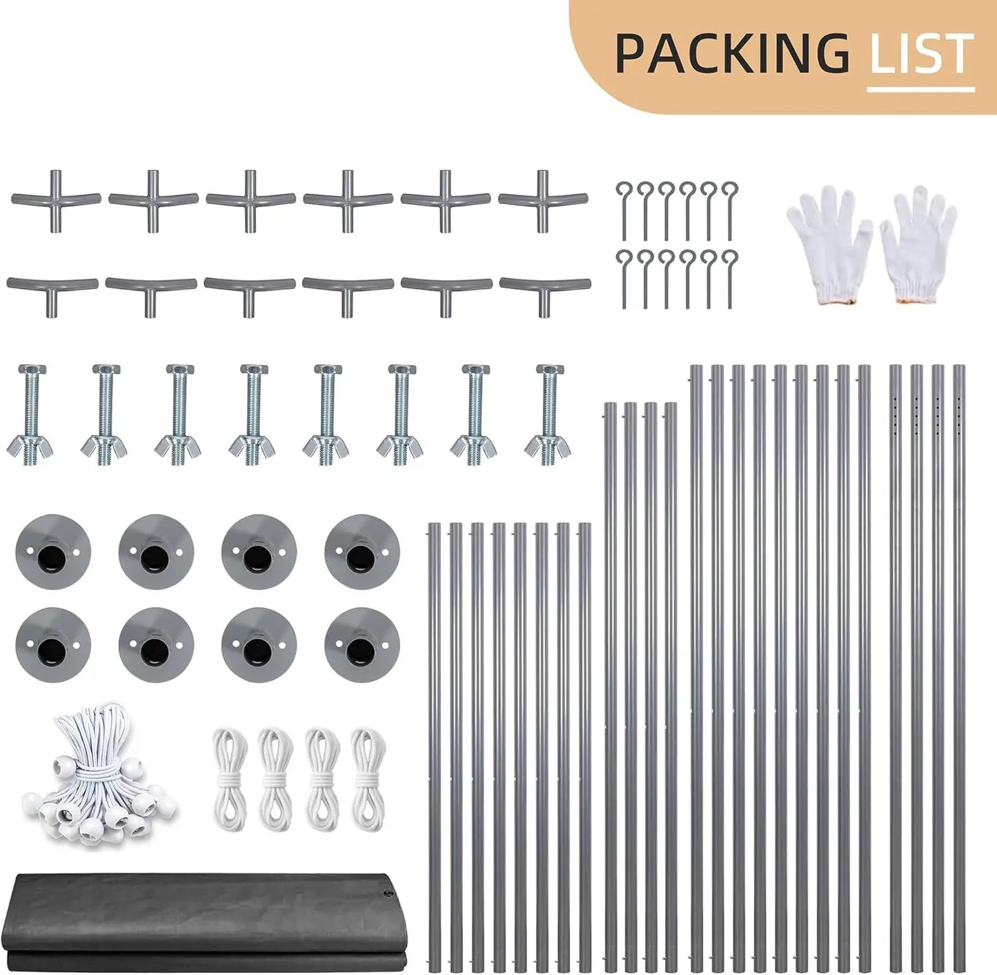 12x20 FT Heavy Duty Carport Canopy Portable Garage with Removable Side Walls Roll-Up Windows Sandbags All Season Waterproof Tarp for Cars Trucks Boats Grey
