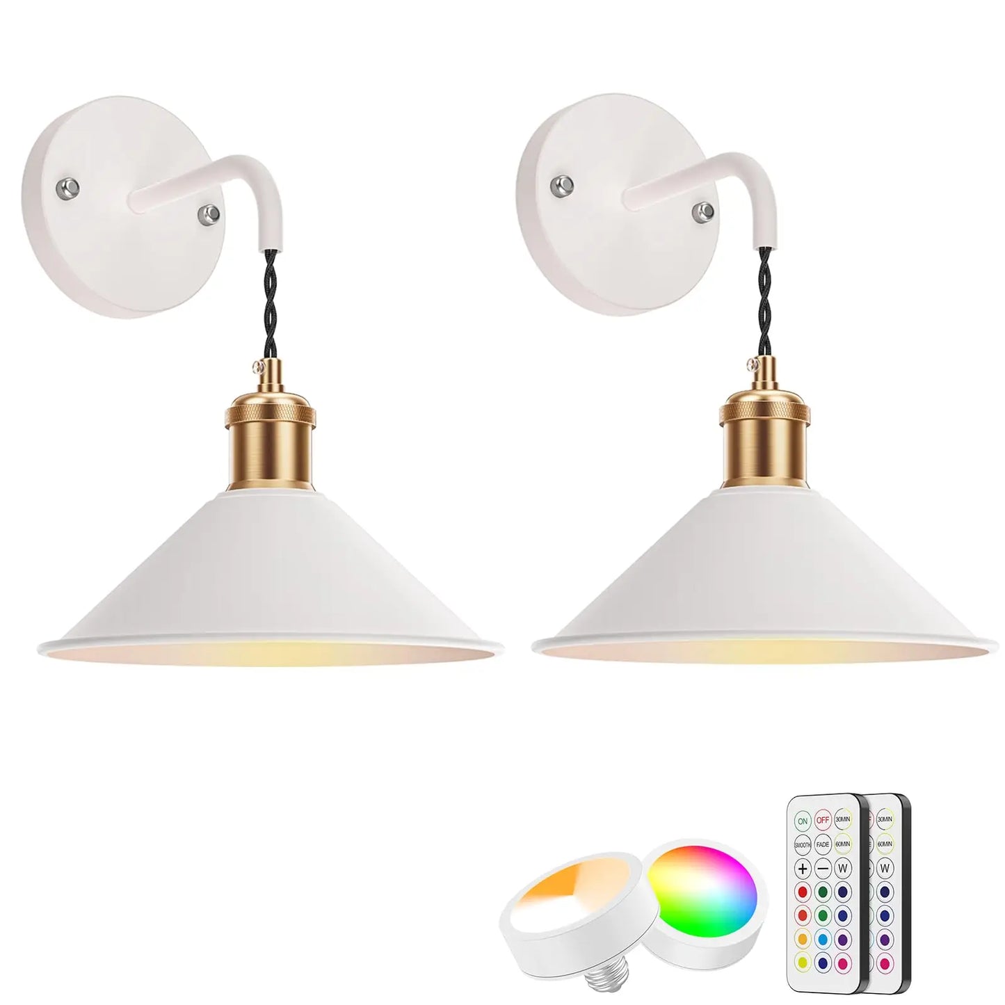 PRTILOUD Battery Operated Wall Sconces With Dimmable Remote