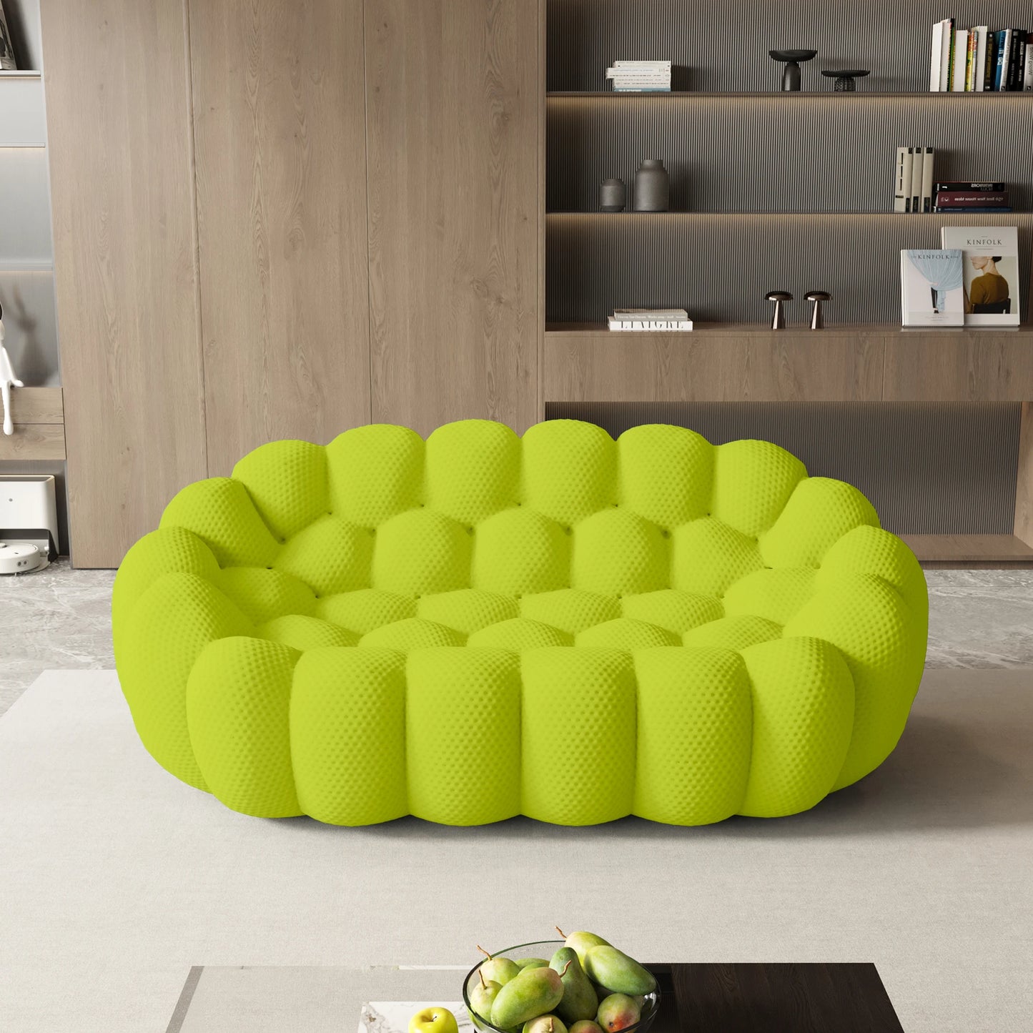 Sdorens 78'' Modern Curved Boneless Sofa Comfy 3D Knitted Fabric Loveseat Couch Football-Shaped Lazy Floor Sofas for Living Room