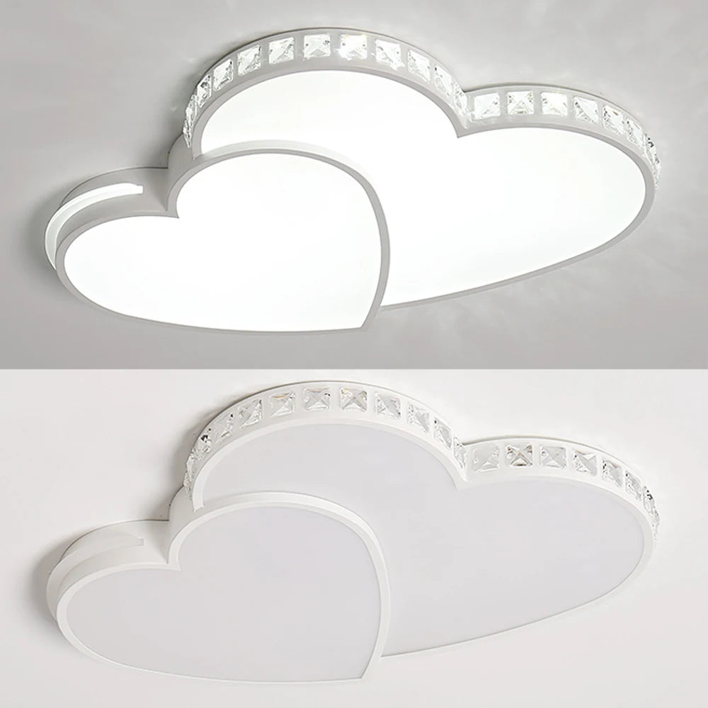 Heart Shaped Crystal LED Ceiling Light Flush Mount Lamp