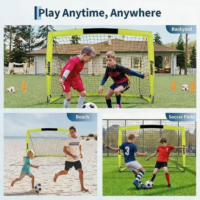 Soccer Goal 2 Pack,Kids Soccer Goals Set for Backyard, Soccer Goal for Youth Players Practice, with Soccer Ball,Ground Stakes