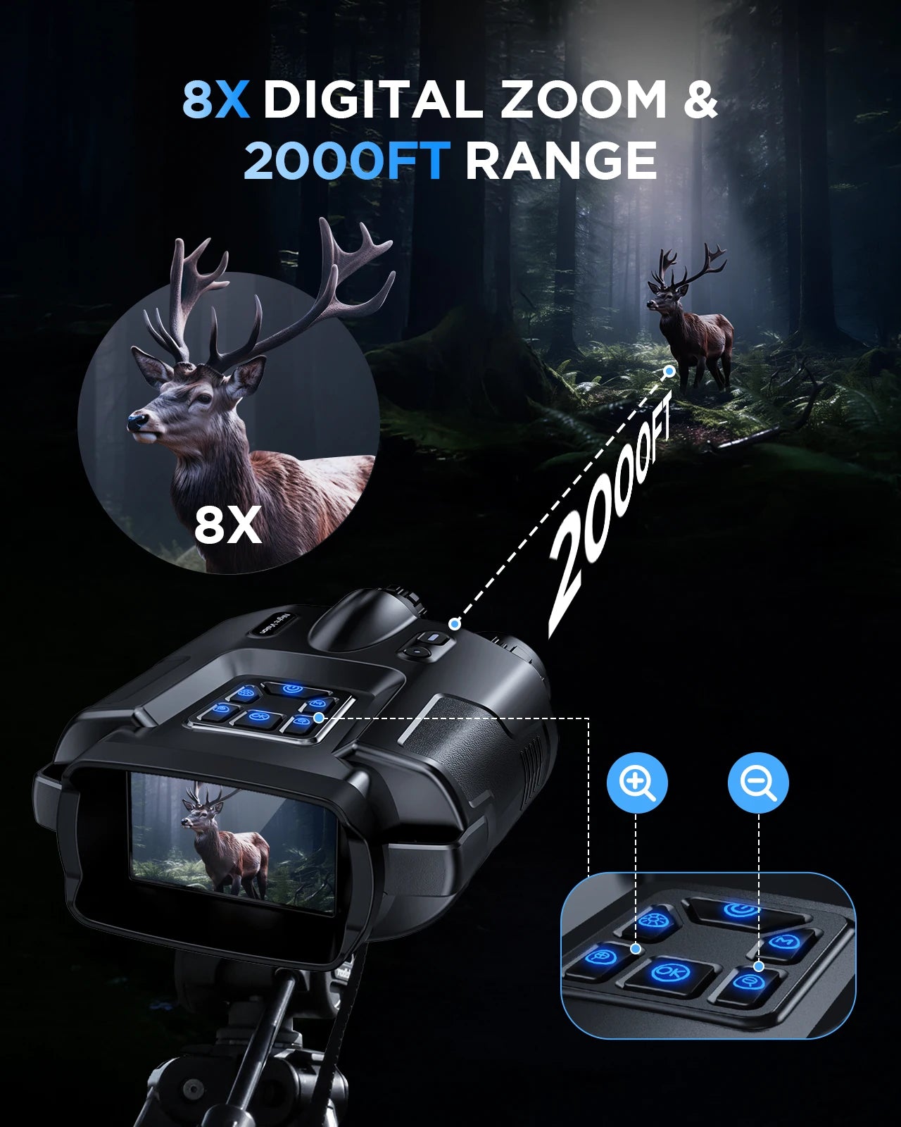 Letcmoi 4K Night Vision Binoculars With 8x Digital Zoom