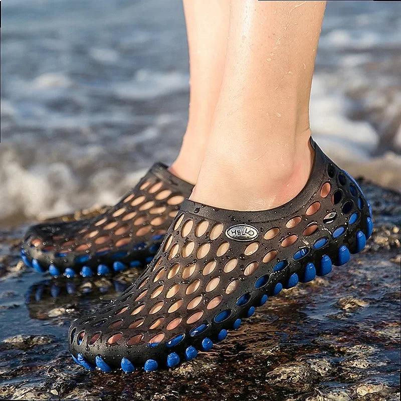 Men Vacation Beach Sandals Unisex Travel Leisure Slippers Outdoor Wading Shoes Women Large Size Light Aqua Garden Shoes