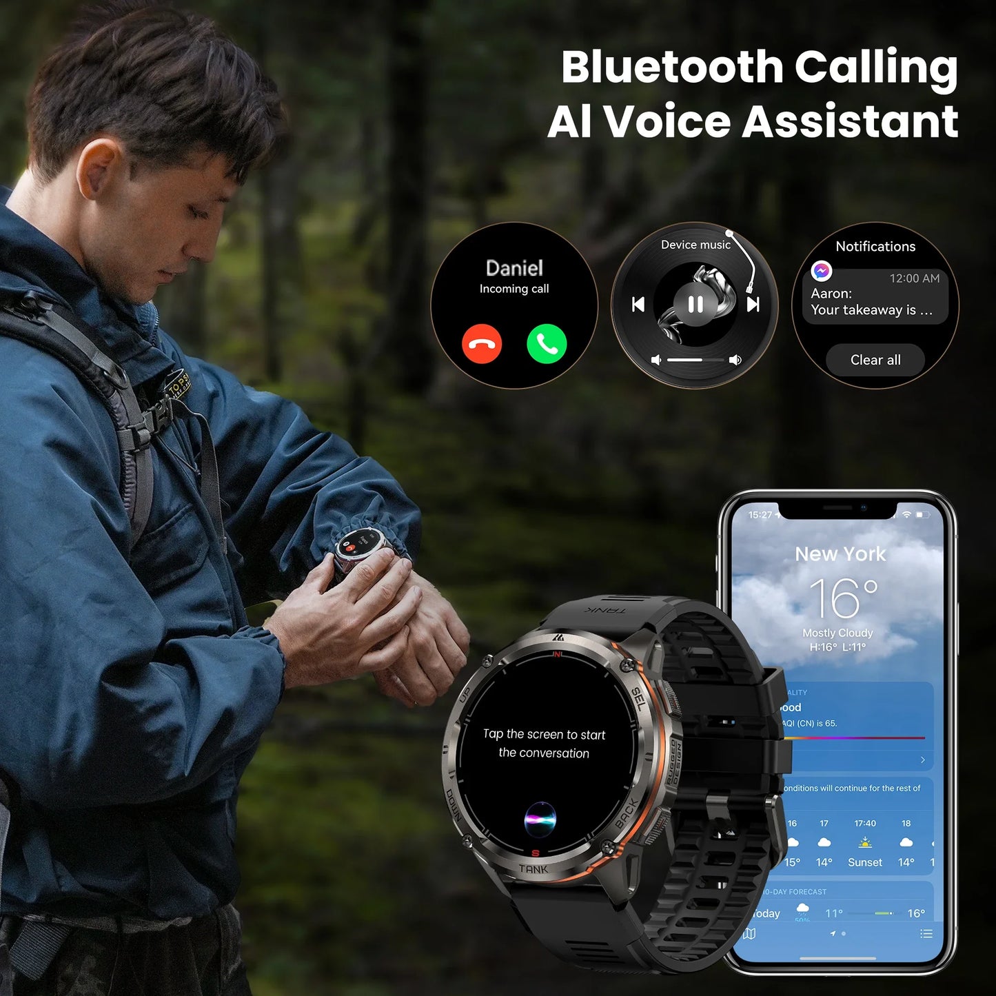 KOSPET Tank T3 Ultra 2 GPS Smartwatch Bluetooth Calling