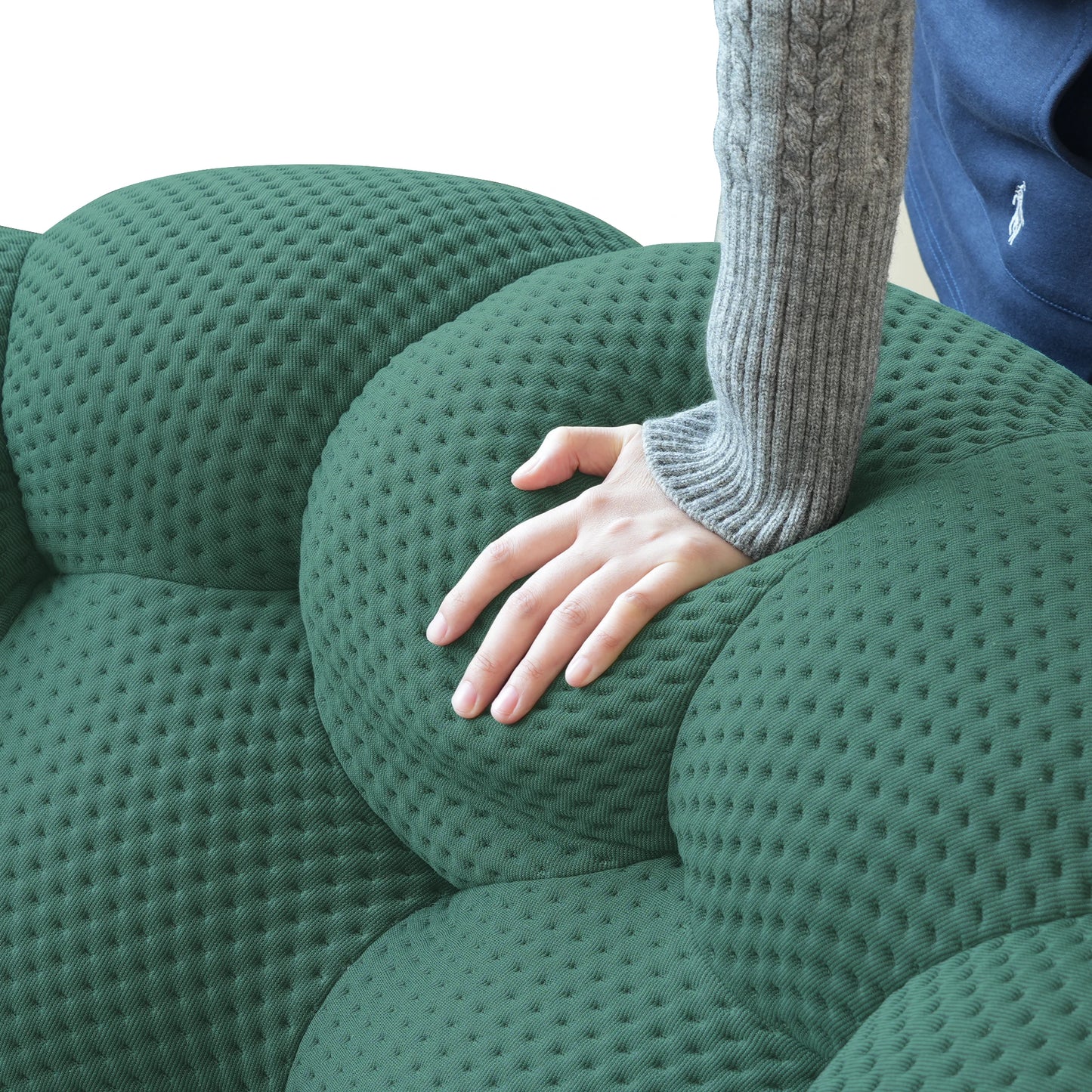 Sdorens 78'' Modern Curved Boneless Sofa Comfy 3D Knitted Fabric Loveseat Couch Football-Shaped Lazy Floor Sofas for Living Room
