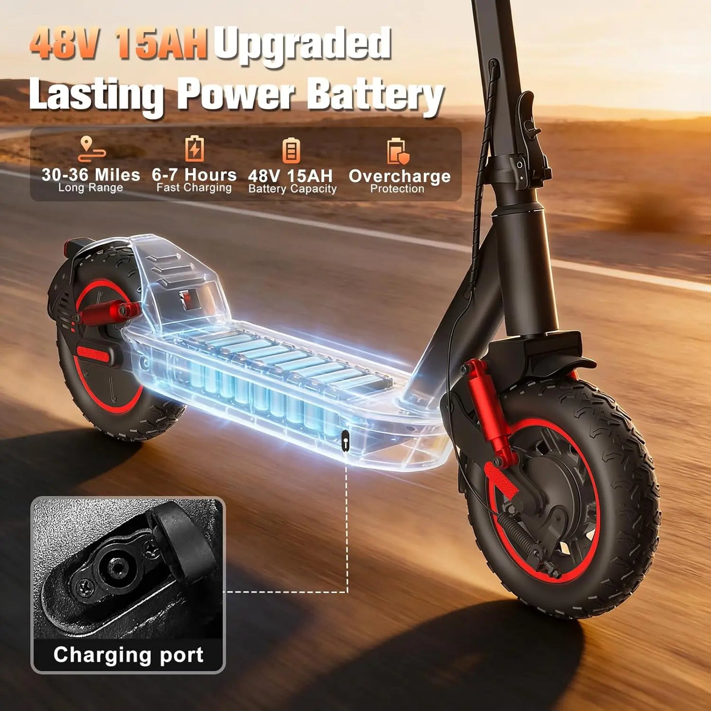 OBX 1200W Off-Road Electric Scooter 48V 30Mph Dual Suspension