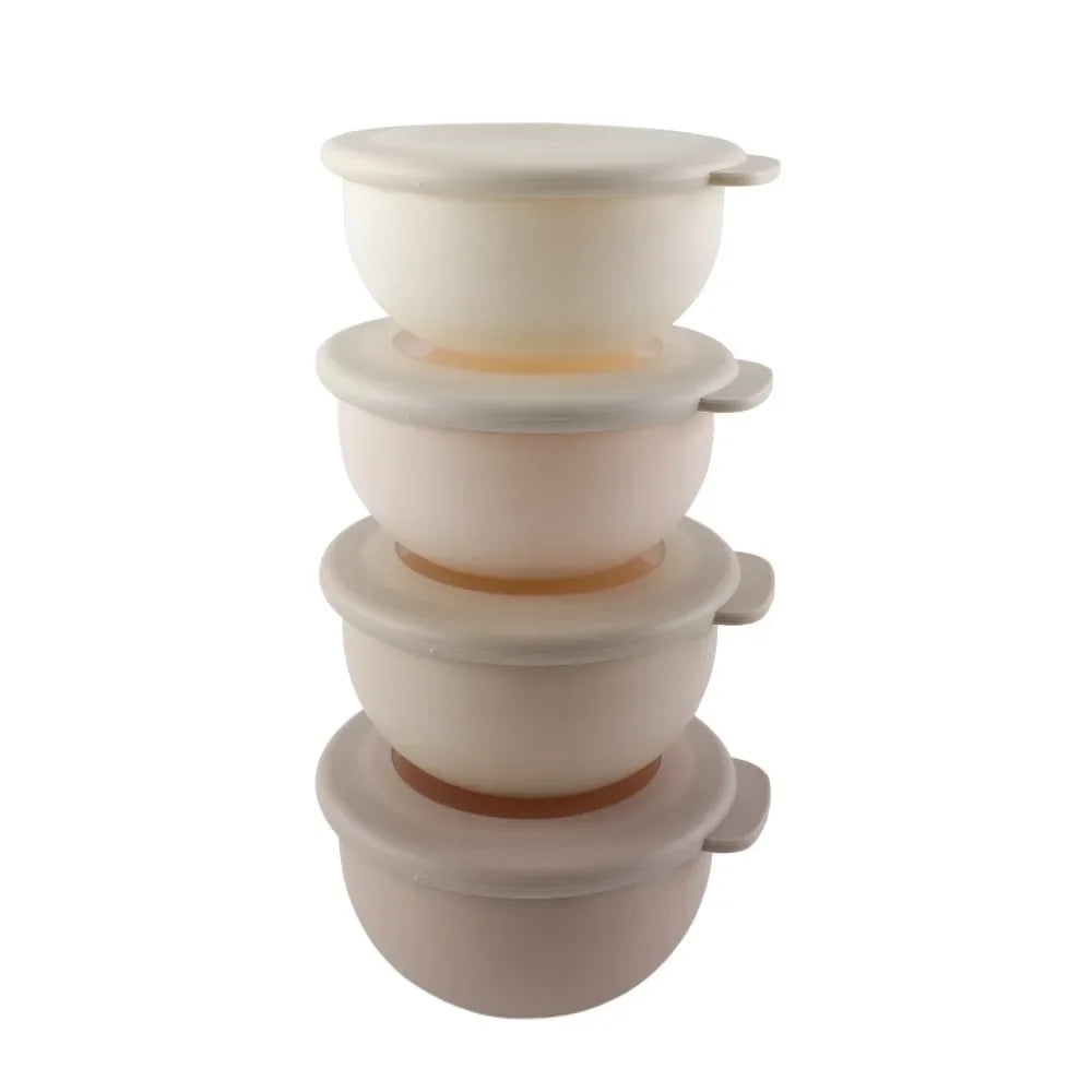 NEW Arrival-Nesting Silicone Mixing Bowls with Lids 8-Piece Set for Kitchen Prep Baking and Cooking, Microwave and Dishwasher Safe Flexible Collapsible Storage, Non-Slip Base, Easy Pour Spouts, Vibrant Color Kitchen Essential