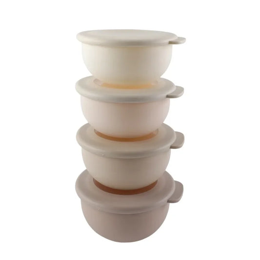 NEW Arrival-Nesting Silicone Mixing Bowls with Lids 8-Piece Set for Kitchen Prep Baking and Cooking, Microwave and Dishwasher Safe Flexible Collapsible Storage, Non-Slip Base, Easy Pour Spouts, Vibrant Color Kitchen Essential