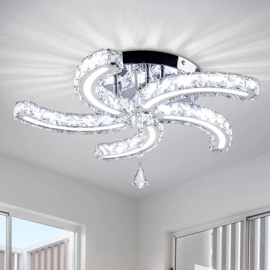 FRIXCHUR Modern Crystal Chandeliers LED Ceiling Light