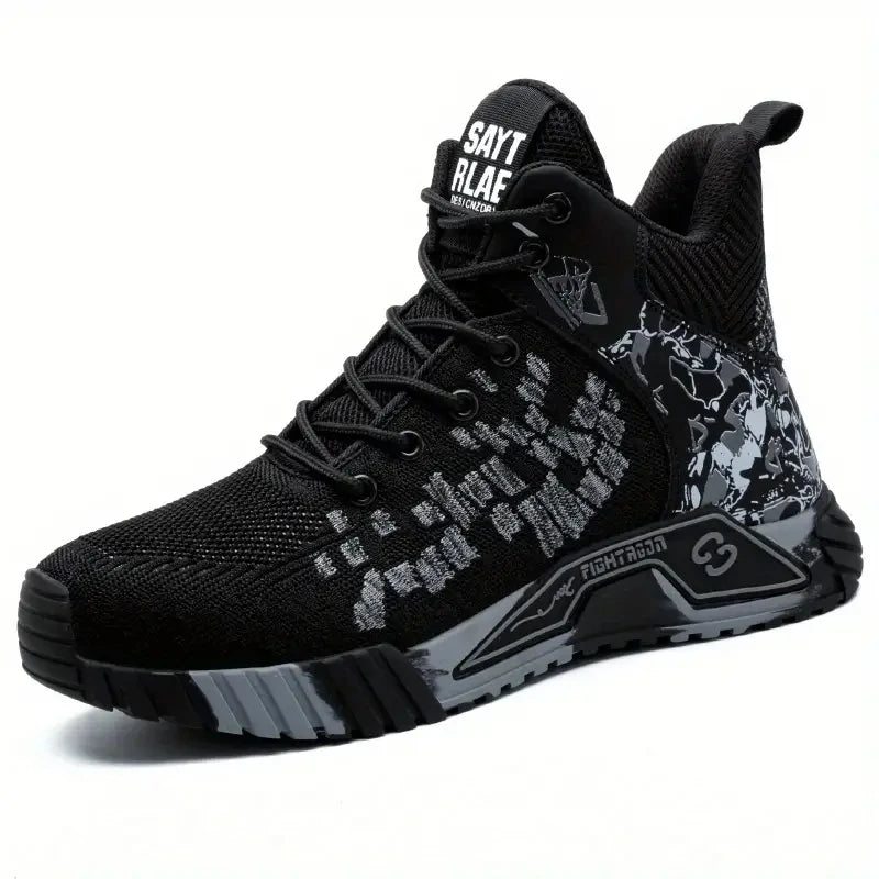 Camo Camouflage High Top Steel Toe Safety Work Boots for Men Women, Anti-Smash Puncture Resistant Breathable Indestructible Industrial Construction Safety Work Shoes