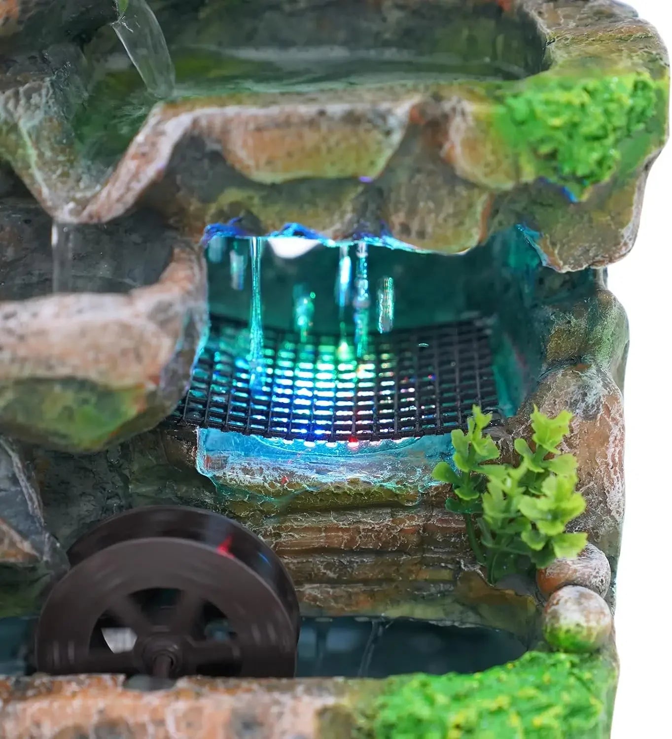 Tabletop Waterfall Fountain With LED Light For Home Office