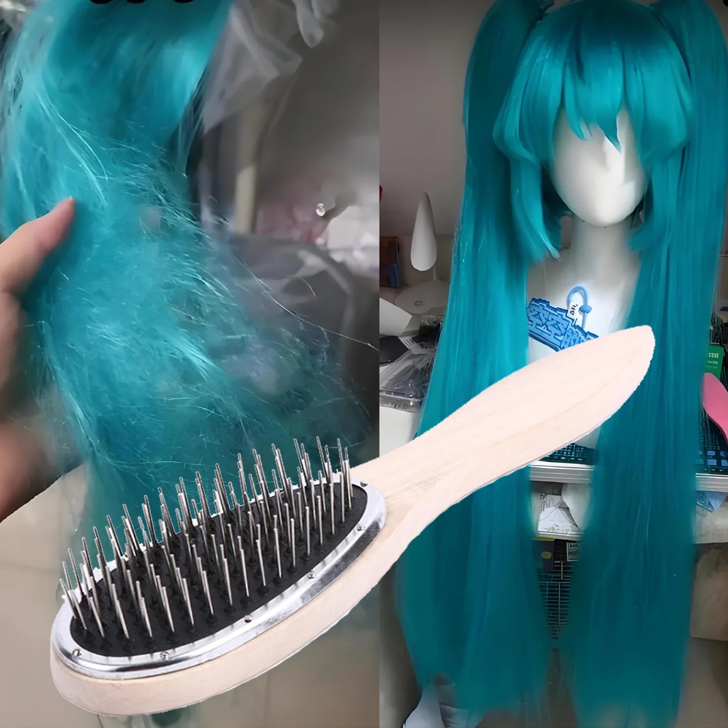 Professional Brush For Wig Anti Static Steel Comb for Tangle Hair Extensions Training \;[-