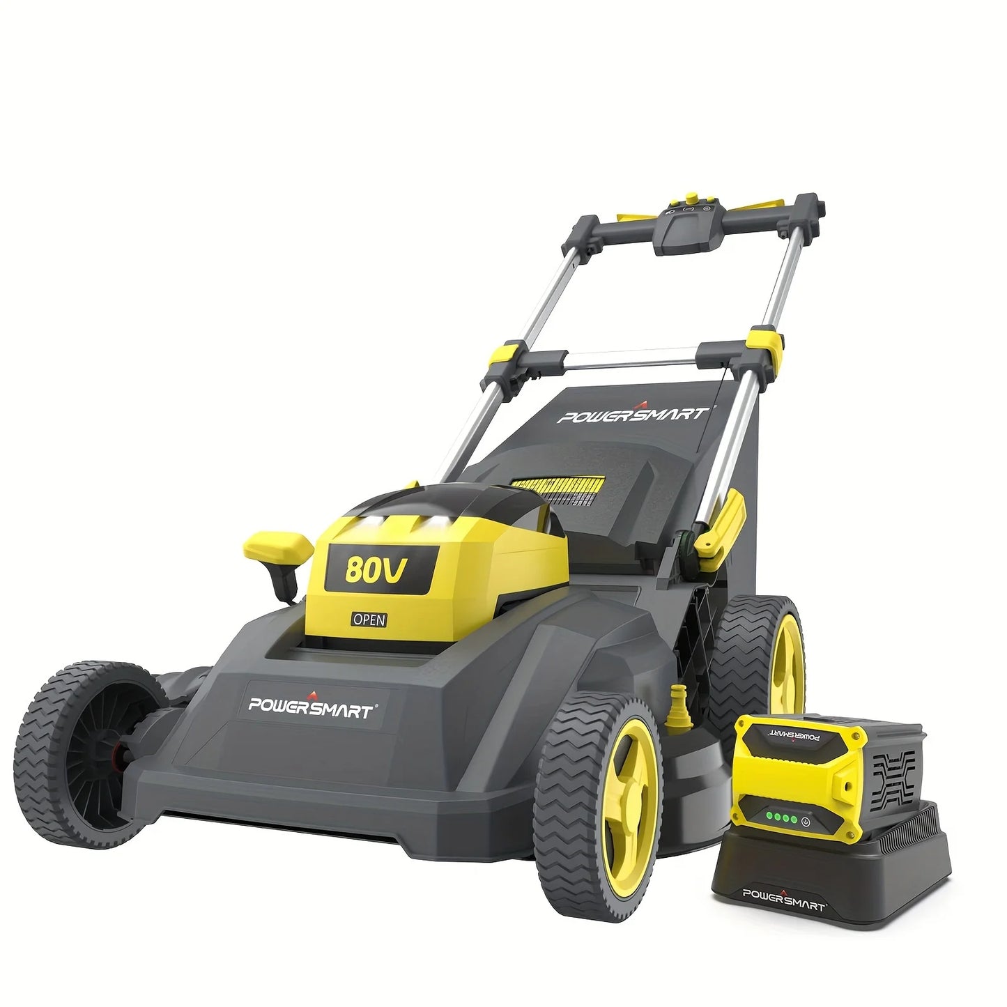 PowerSmart 80V 26" Self-Propelled Lawn Mower, Dual-Force Cutting Cordless Lawn Mower with 6.0Ah Battery & Charger