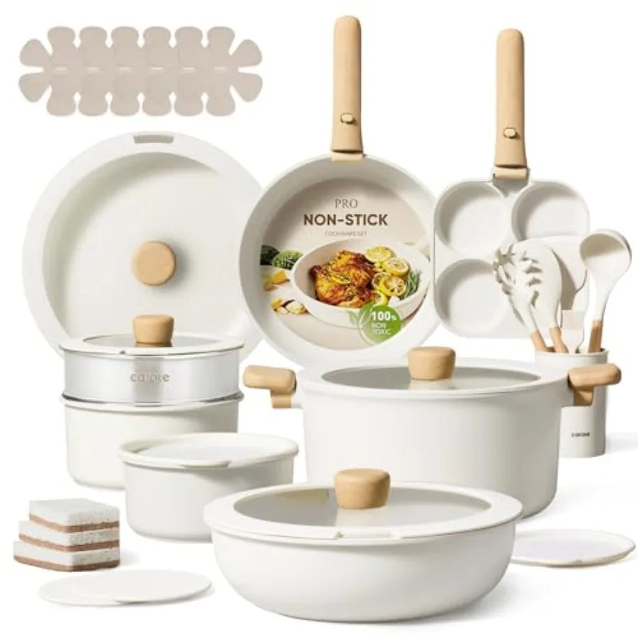 Pots and Pans Non Stick, Cookware Sets Detachable Handle, Induction Kitchen Pots and Pans, NonStick Cooking Set, Oven/Dishwashe