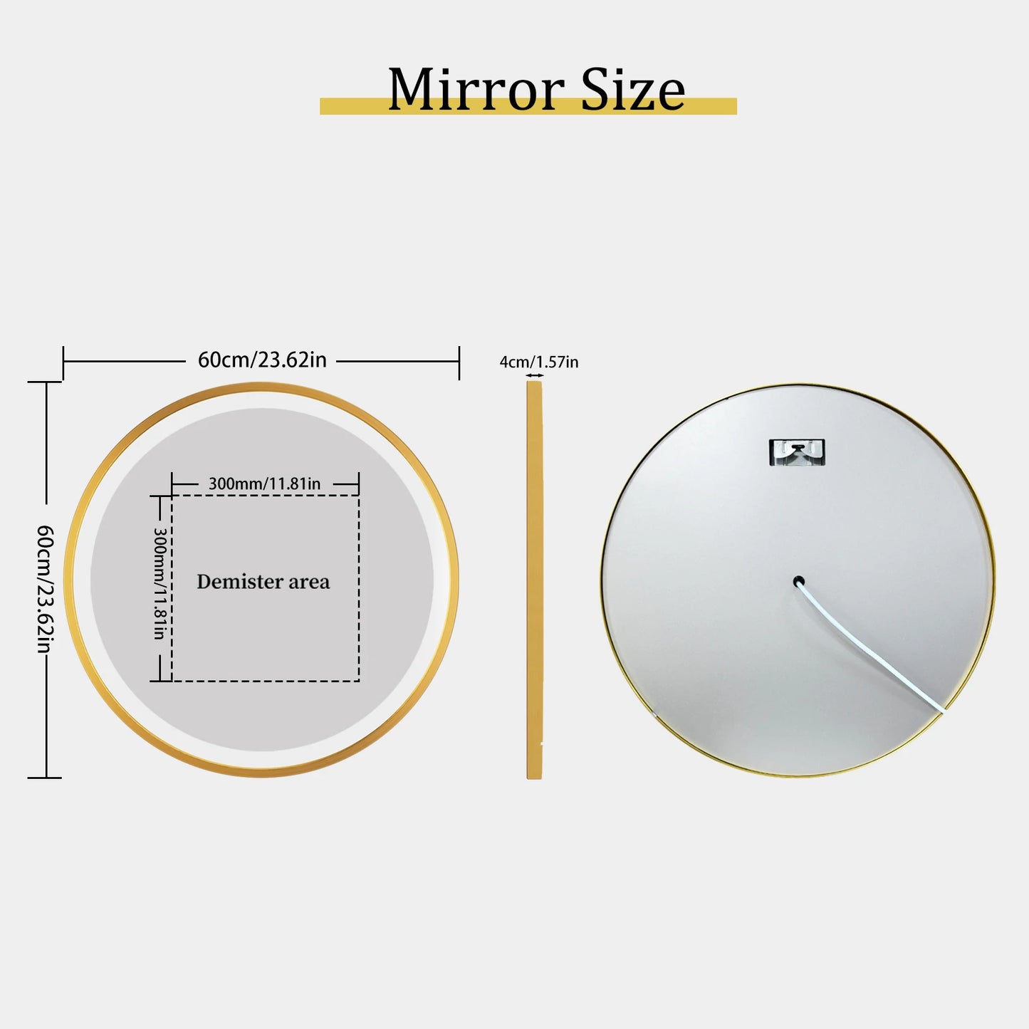 LED Fogless Bathroom Mirror With Three Color Temperature