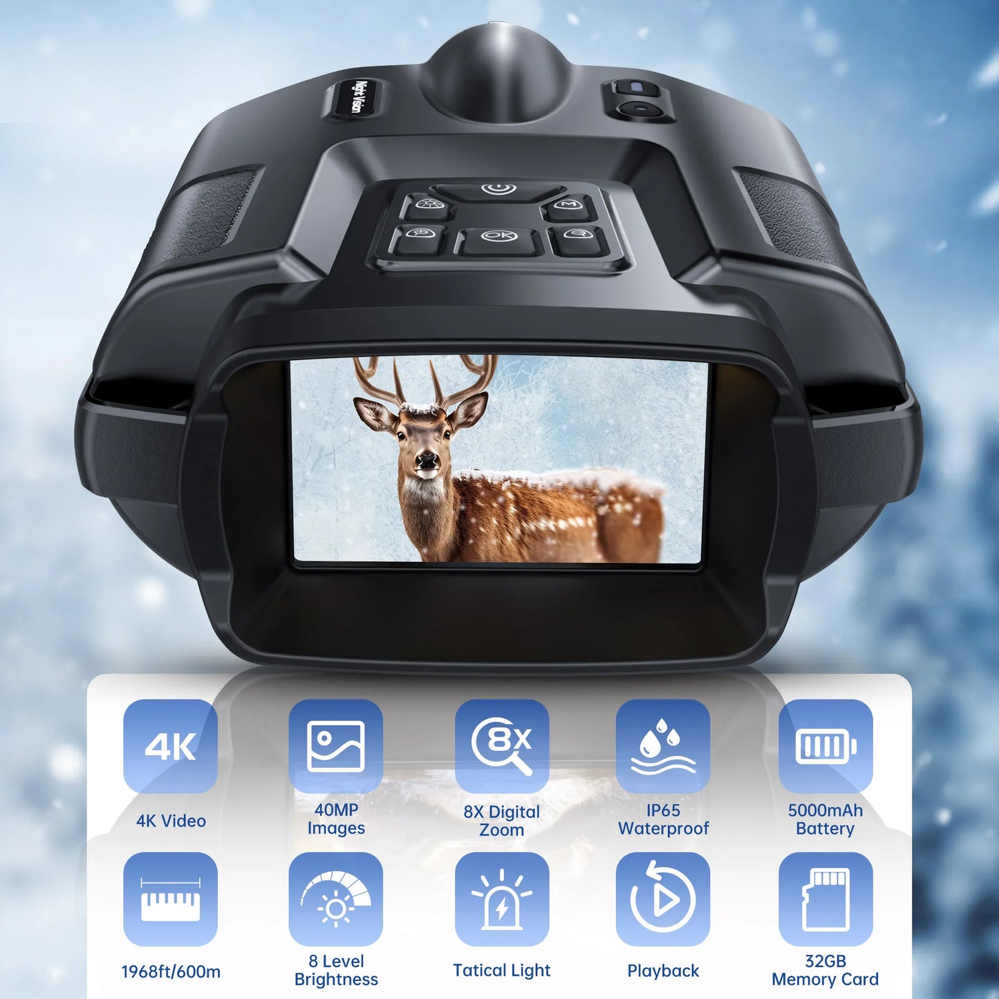 USB Rechargeable 4K Night Vision Binoculars With 8X Zoom