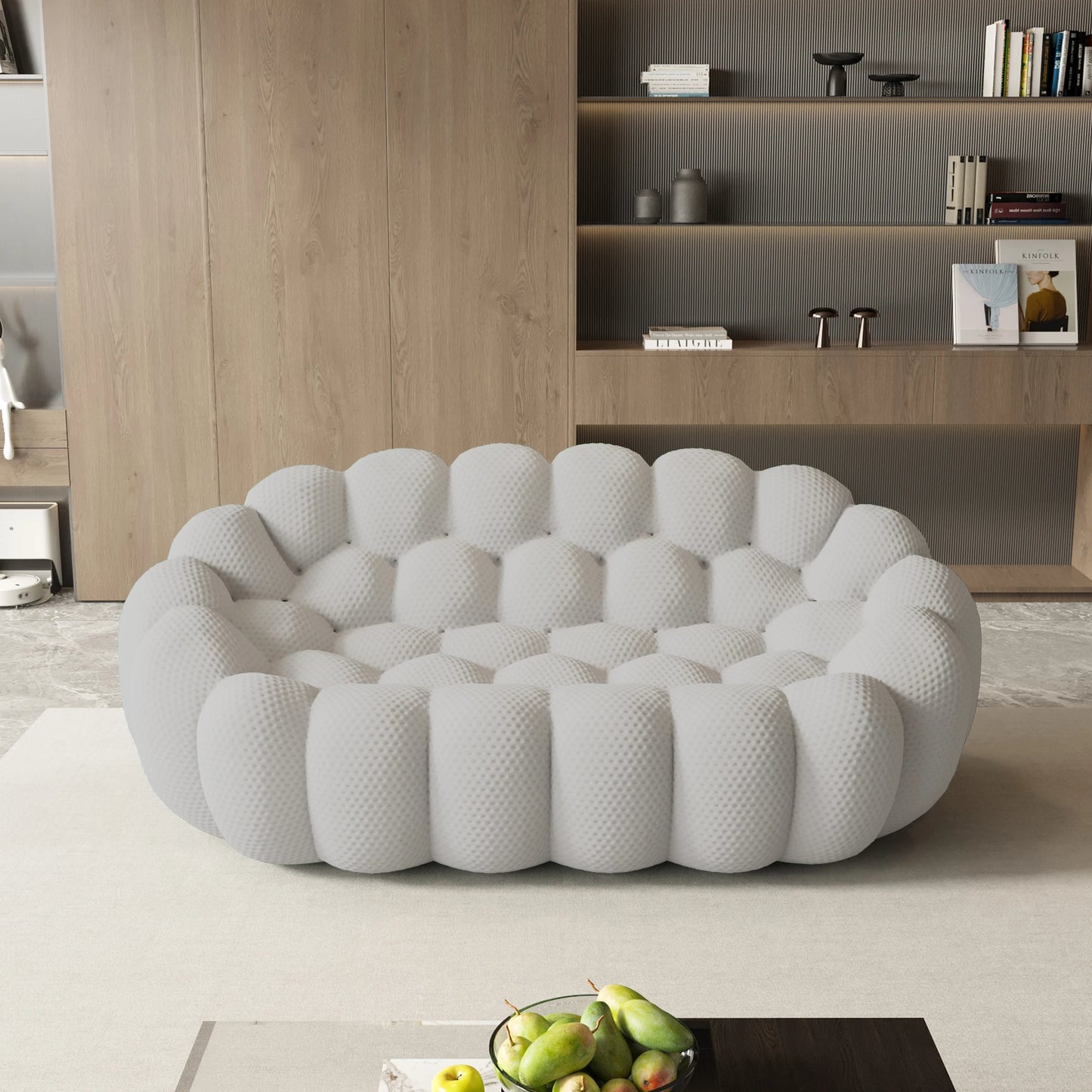 Sdorens 78'' Modern Curved Boneless Sofa Comfy 3D Knitted Fabric Loveseat Couch Football-Shaped Lazy Floor Sofas for Living Room