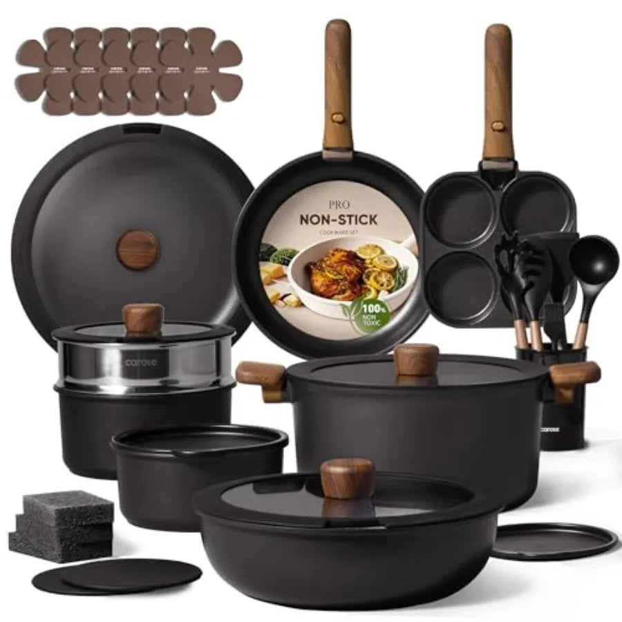 Pots and Pans Non Stick, Cookware Sets Detachable Handle, Induction Kitchen Pots and Pans, NonStick Cooking Set, Oven/Dishwashe
