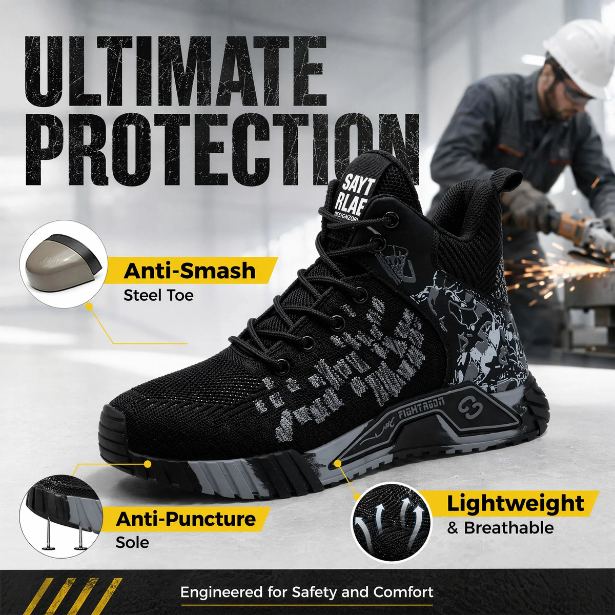 Mens Steel Toe Stab Resistant Work Boots