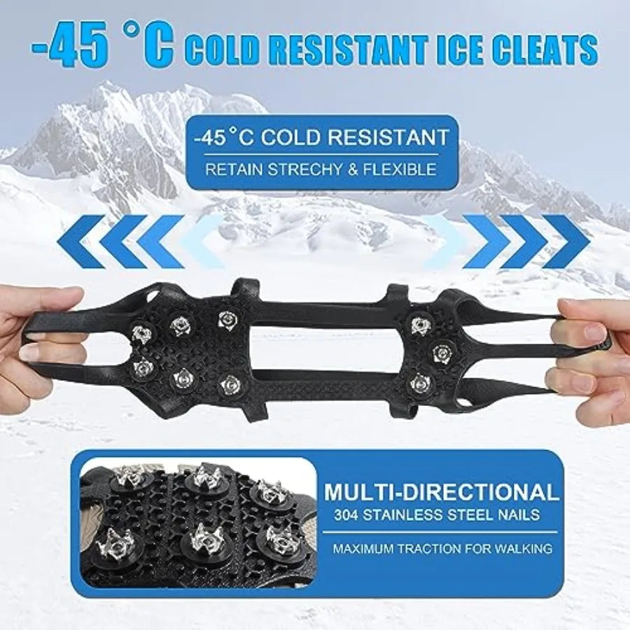 Crampons Ice Cleats for Shoes and Boots Hiking Men Women Snow Traction Cleats for Winter Walking on Snow and Ice, 9 Studs Snow
