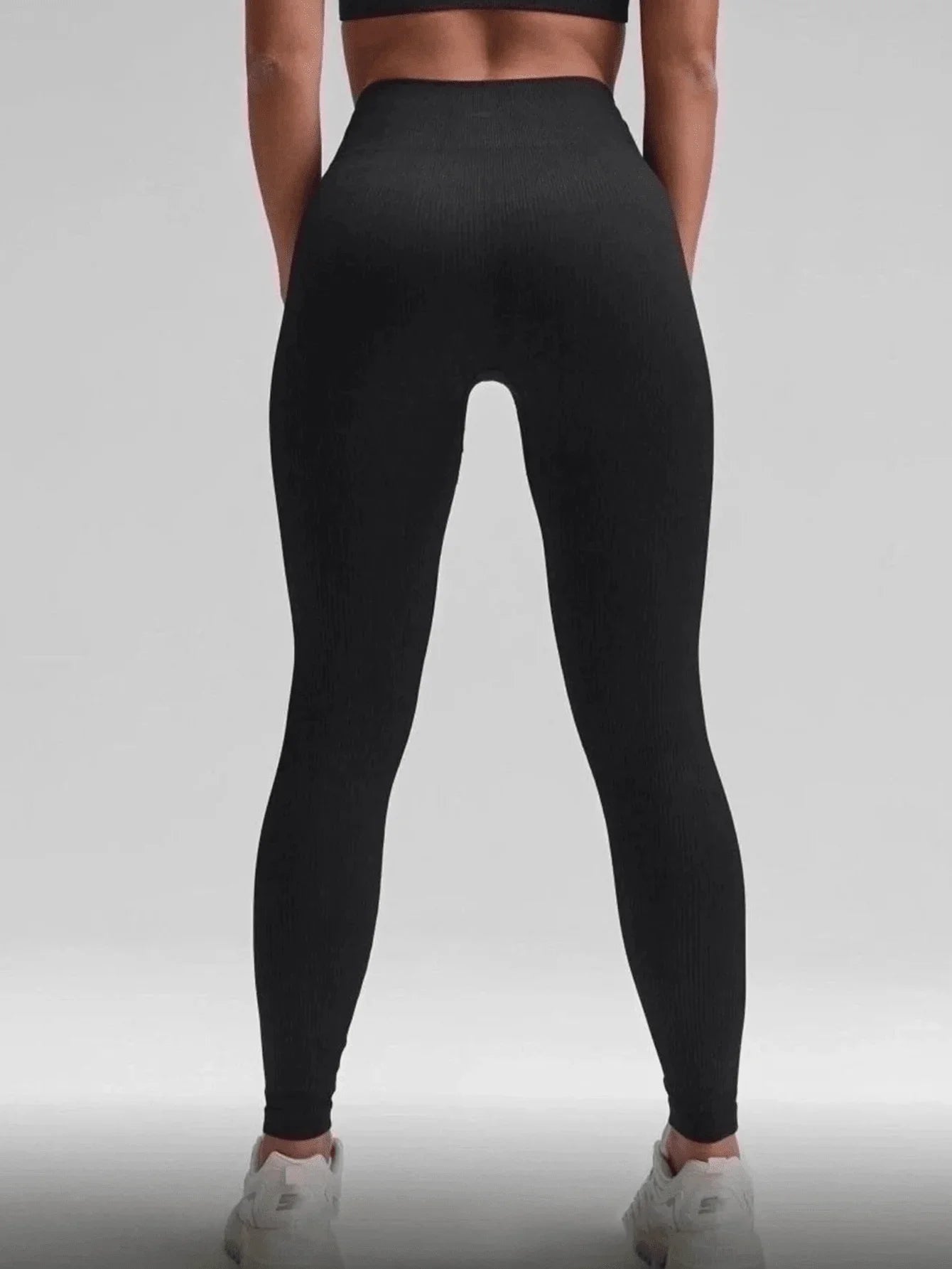 Summer Sports Yoga Leggings, Seamless High Elasticity Tummy Control Wide Waistband Workout Tight Pants Black Spring