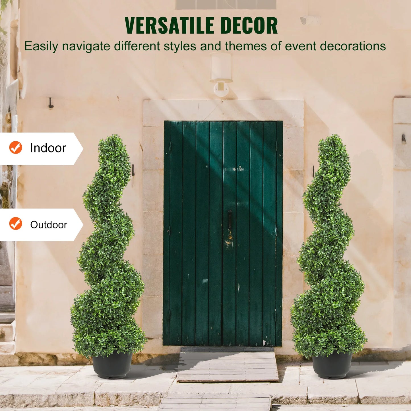 SucceBuy Artificial Boxwood Spiral Topiary Tower Plant