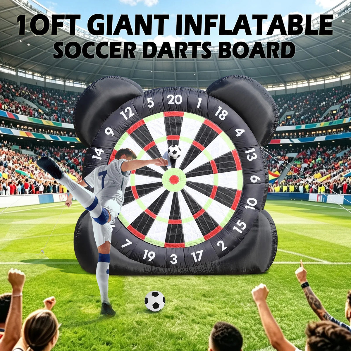 10FT Heavy-Duty Inflatable Soccer Darts Game Set, Giant Kick Darts Board with Velcro Balls for Outdoor Party, Backyard BBQ, Family Reunion & Team Building Competition