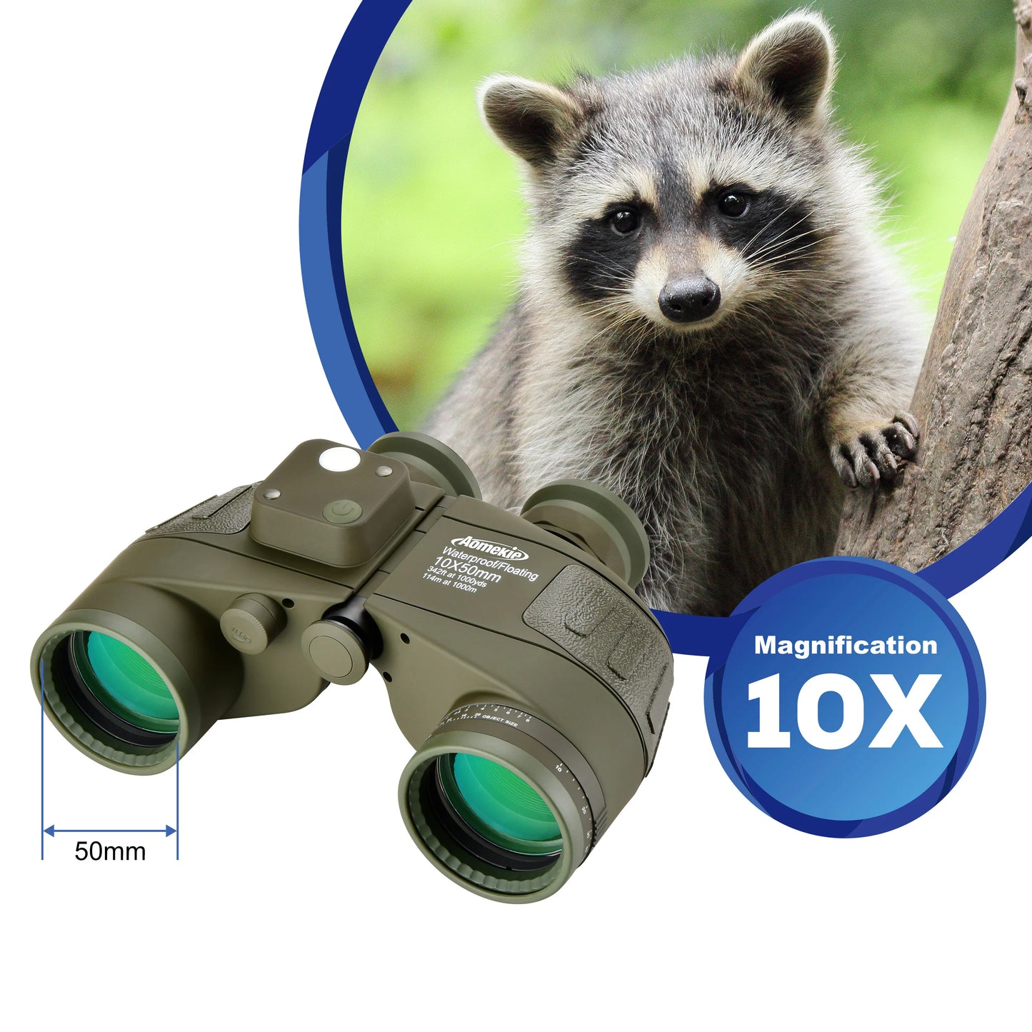 HD Marine Binoculars With Rangefinder Compass BAK4 Prism